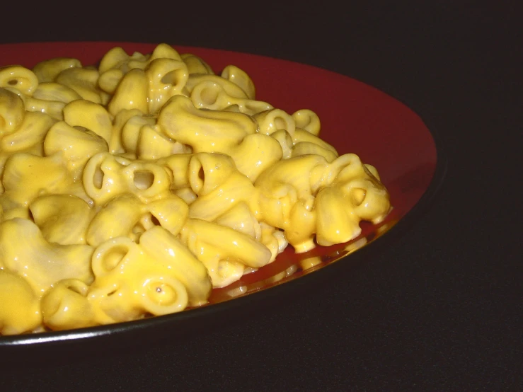 the plate of cheese macaroni with sauce on top