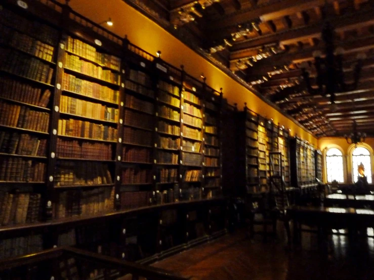 a large liry with many books on shelves
