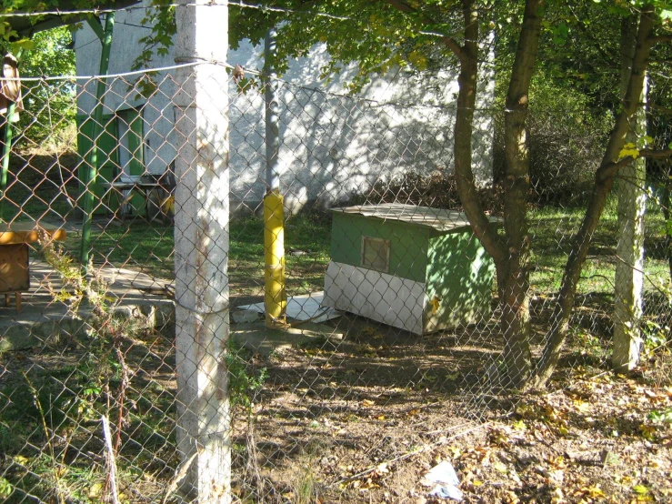 a fenced off area behind a chain link fence