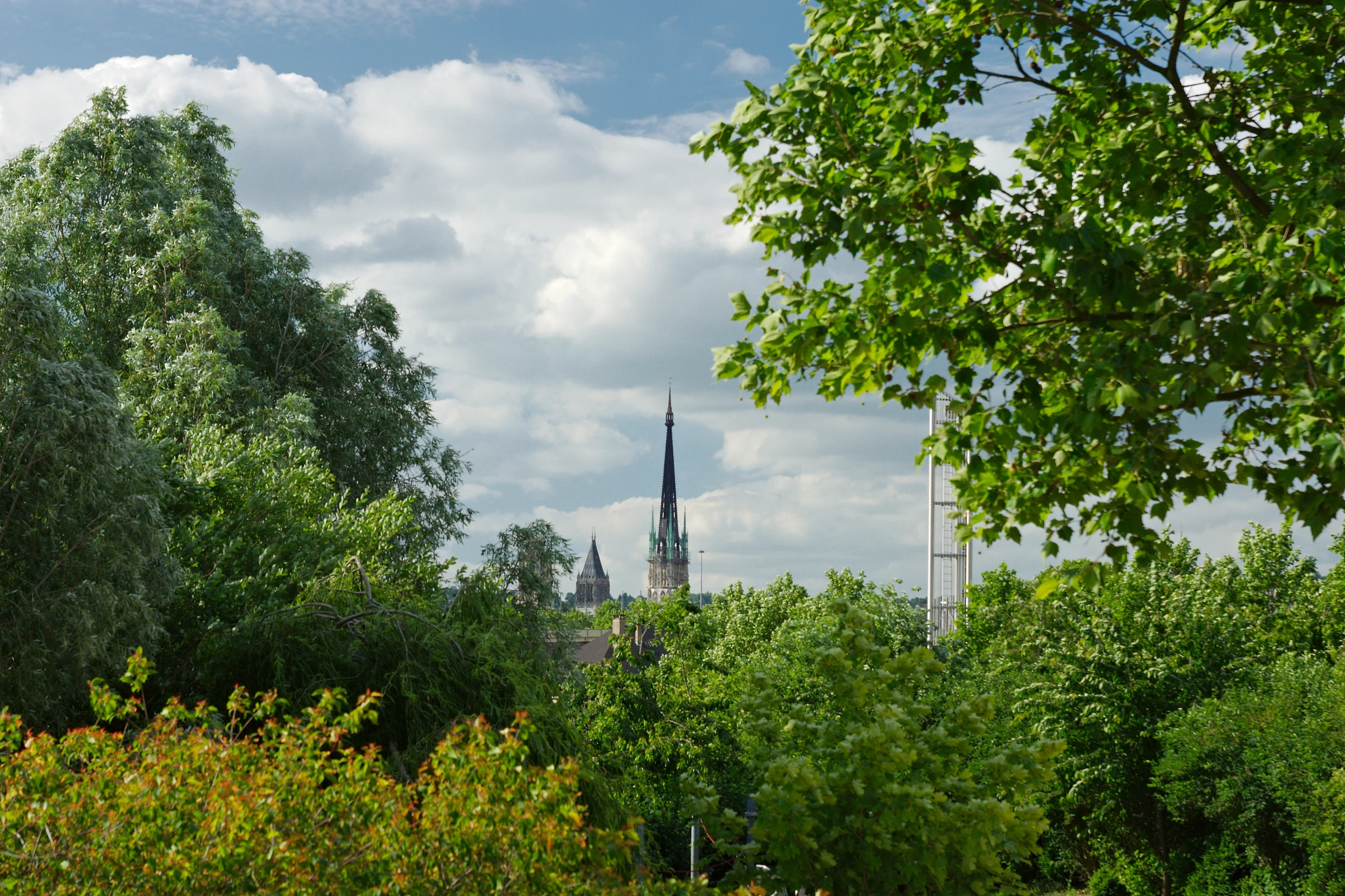 some very tall spires in the back ground