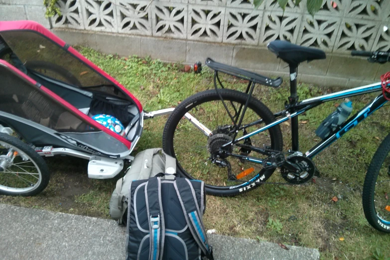 a bike that has a bag in the side