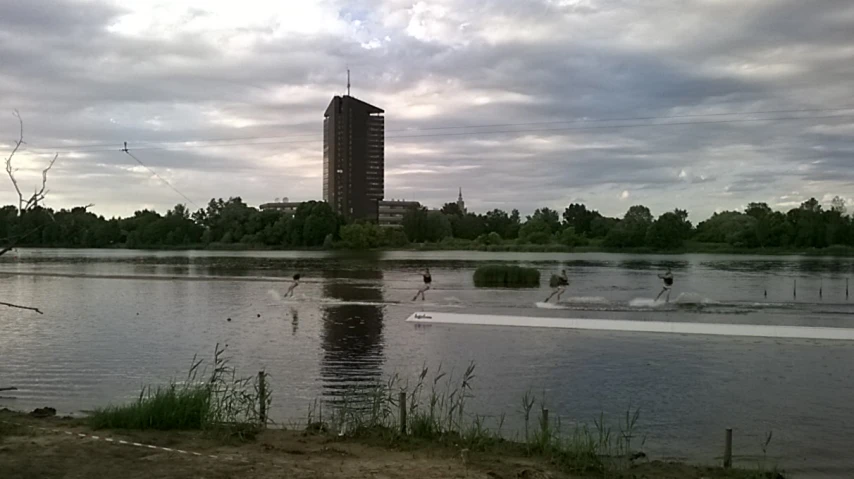 there is a boat that is in the water