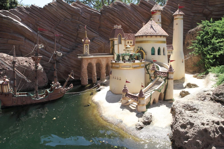 a model of a fairy tale setting with ships