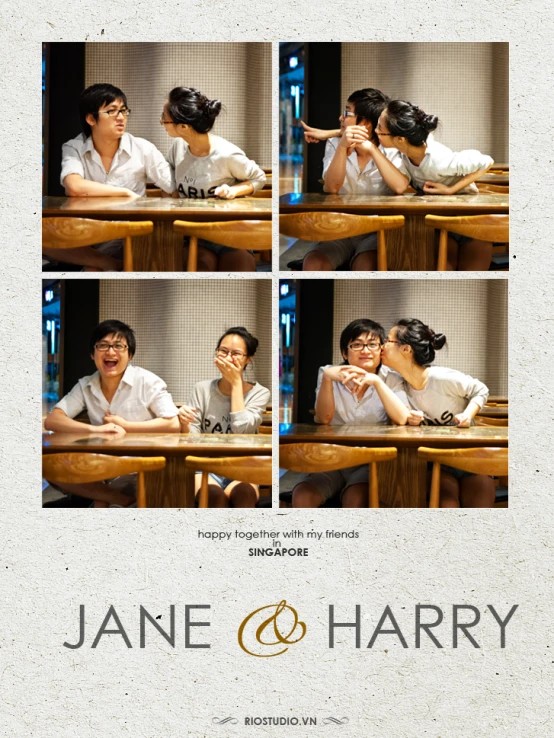 a poster with two women sitting at a table