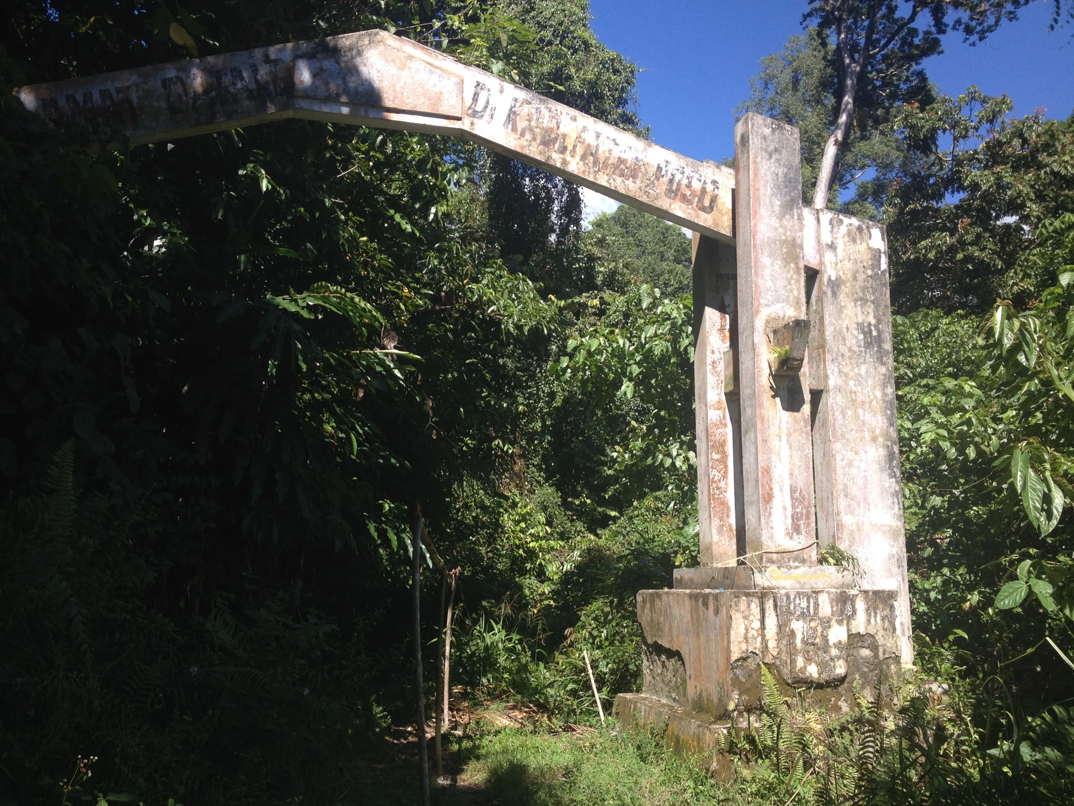 the entrance to the forest is made from pieces of tree