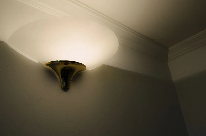 the light fixture in a room that is white