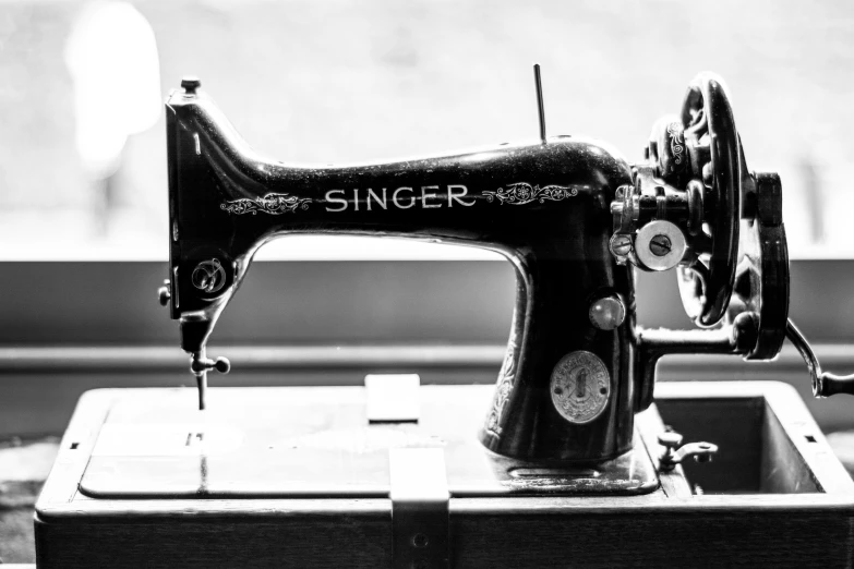 a sewing machine is sitting on a table