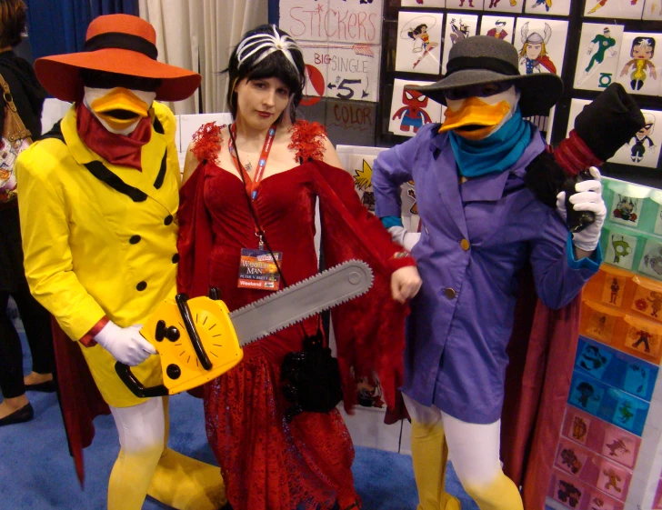 a group of people dressed up as birds