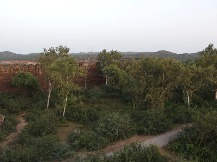 the landscape of a scenic area has a dirt road