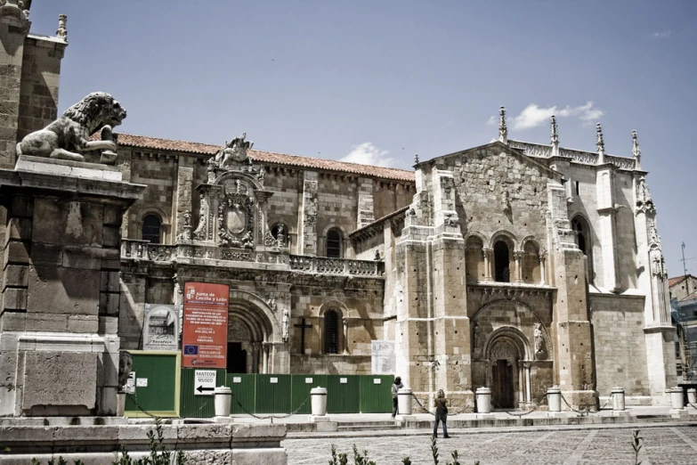 the large cathedral is decorated with intricate sculptures