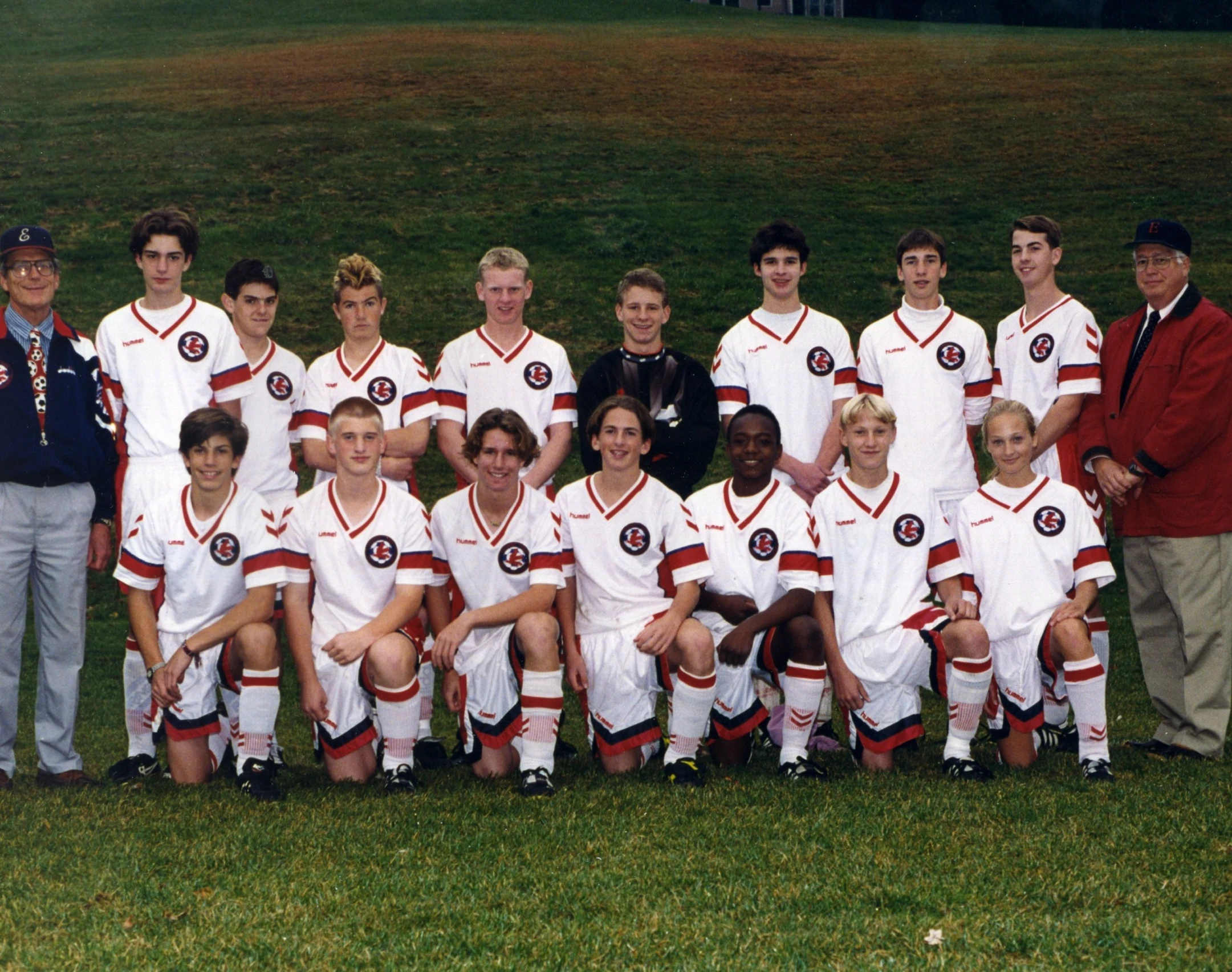 the soccer team has a large group po