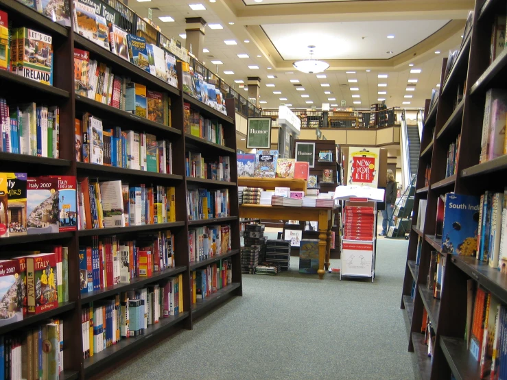 books on the shelves in a large book store