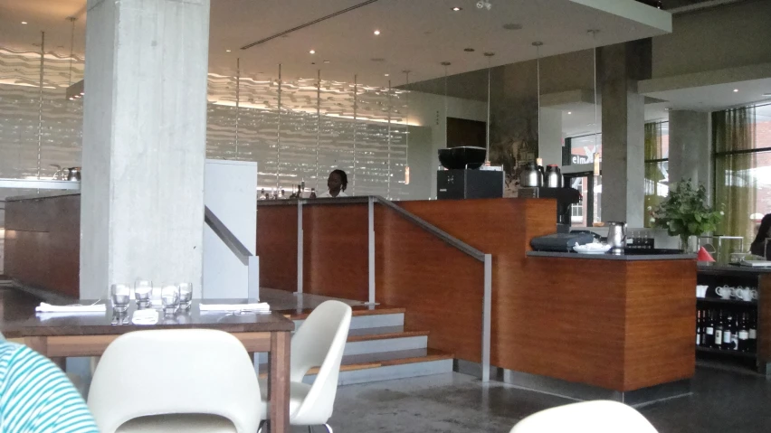 the empty table at a modern looking restaurant