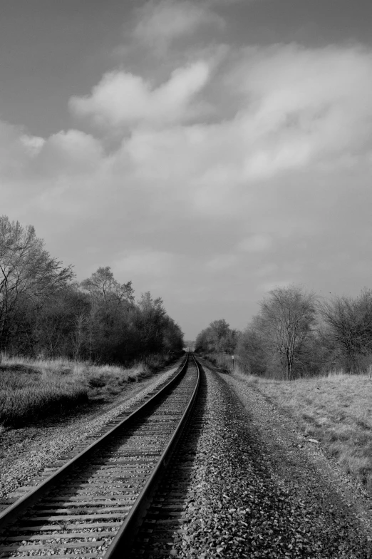 an old railroad track running through a barren landscape