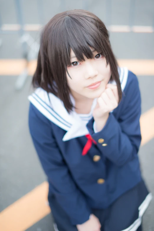 a woman standing in an uniform with her finger on her lips