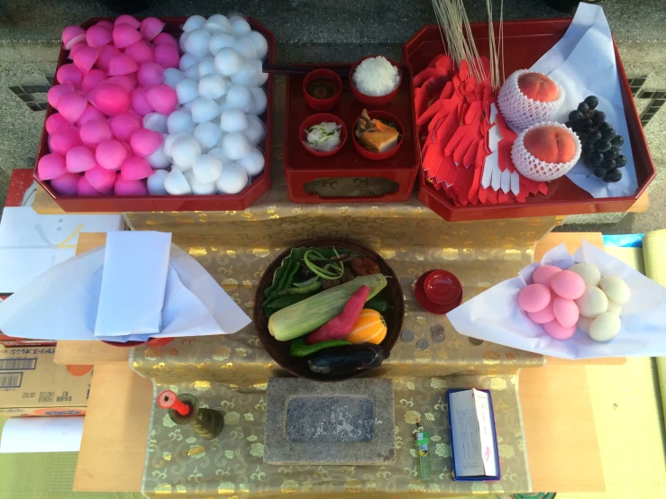 a buffet table set up to be decorated