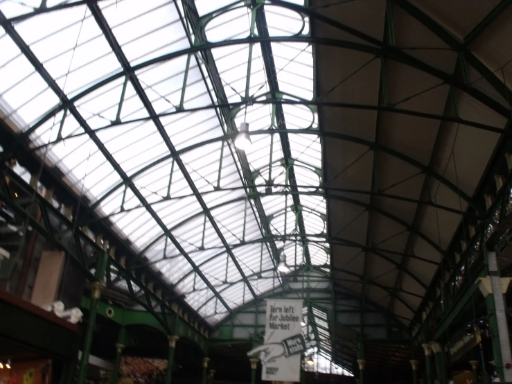 a large building with a skylight and glass