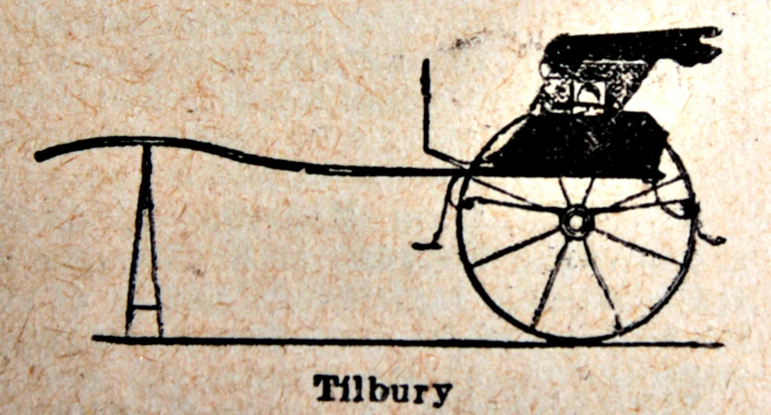 a drawing of a buggy sitting on top of a wooden block