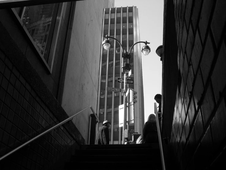 a view of a staircase leading to an office building