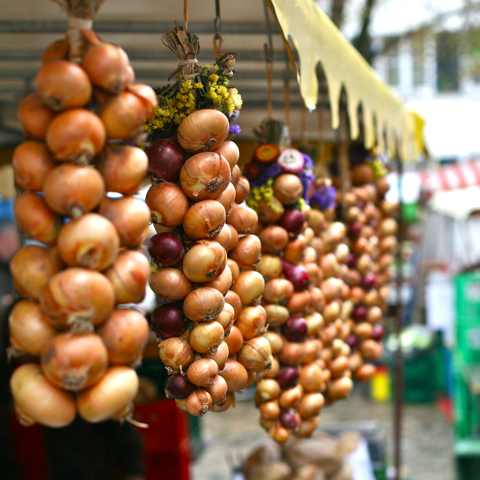 some kind of hanging produce at a market