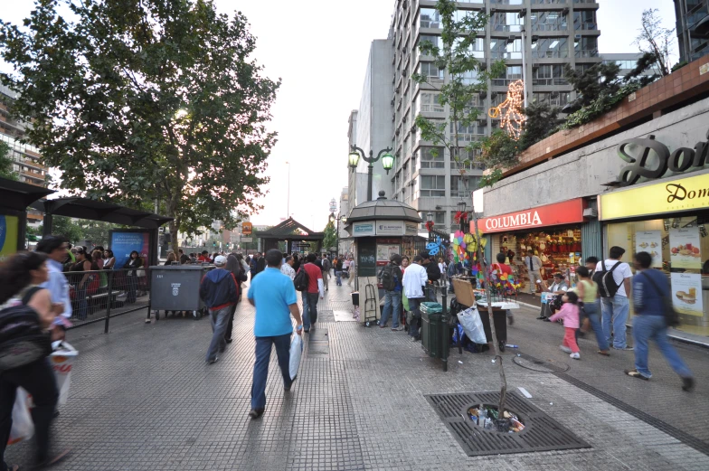 people are walking through the city on a nice day