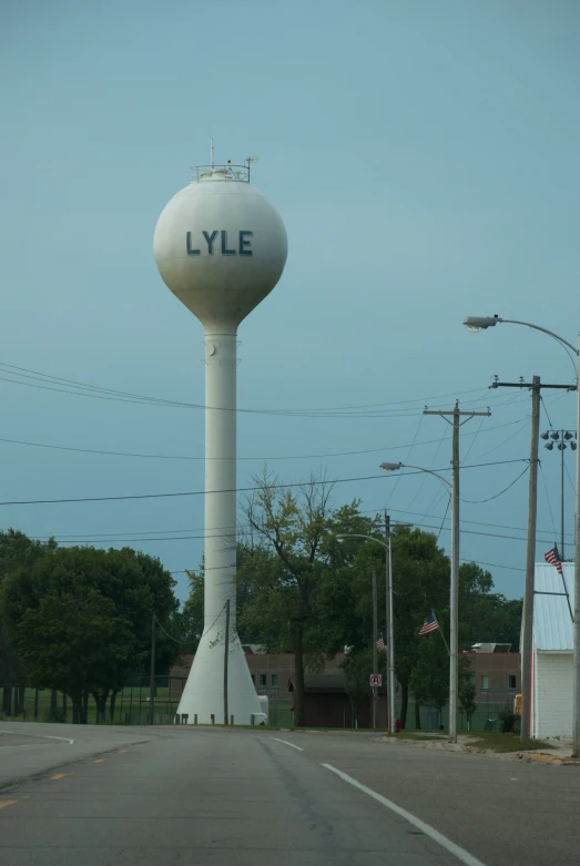 the large water tower has the name person on it