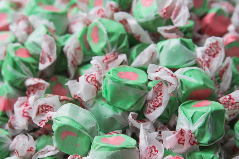 a closeup image of candy with different colors on it