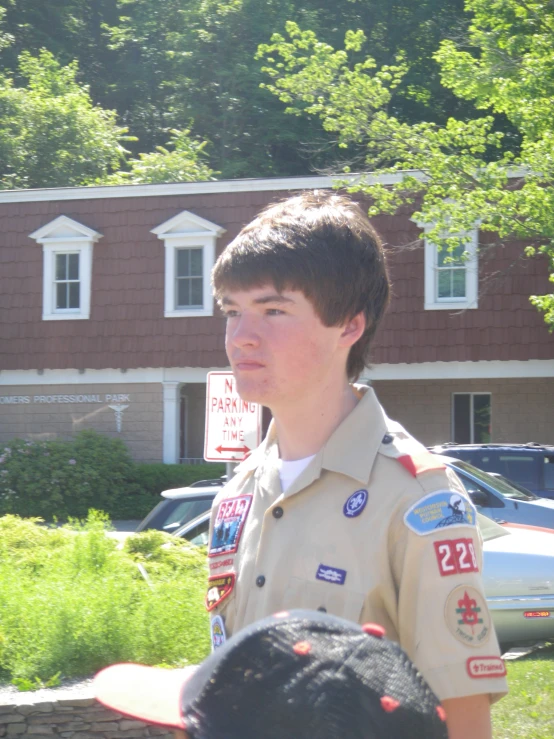 a person in uniform with hats outside