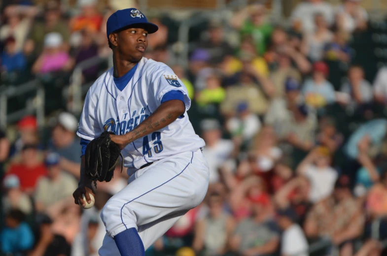 a baseball player is winding up to throw the ball