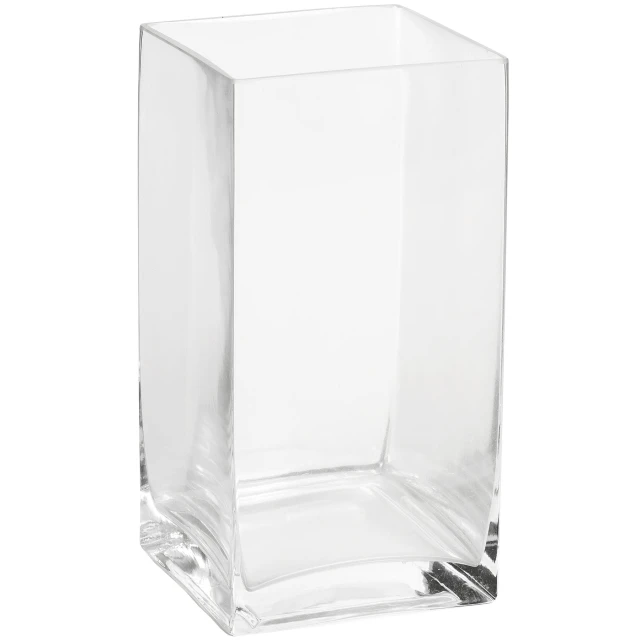 clear cube vase with one side facing the other