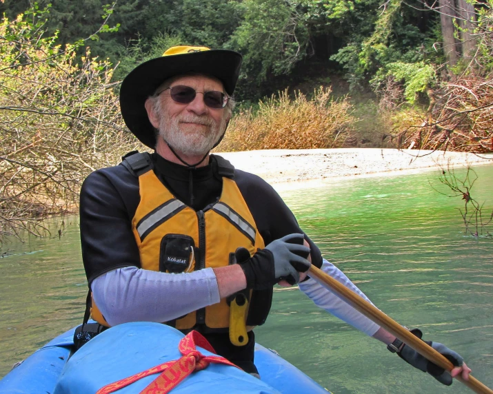 man and woman kayaking on the river together