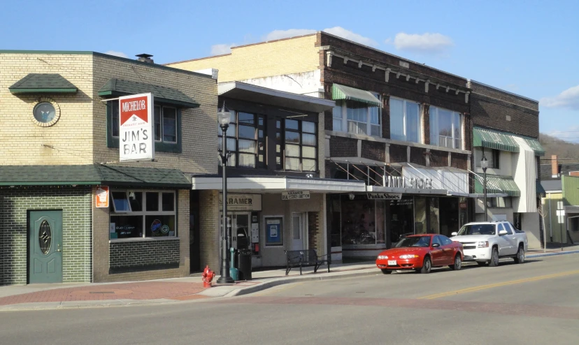 this is a street corner with many buildings