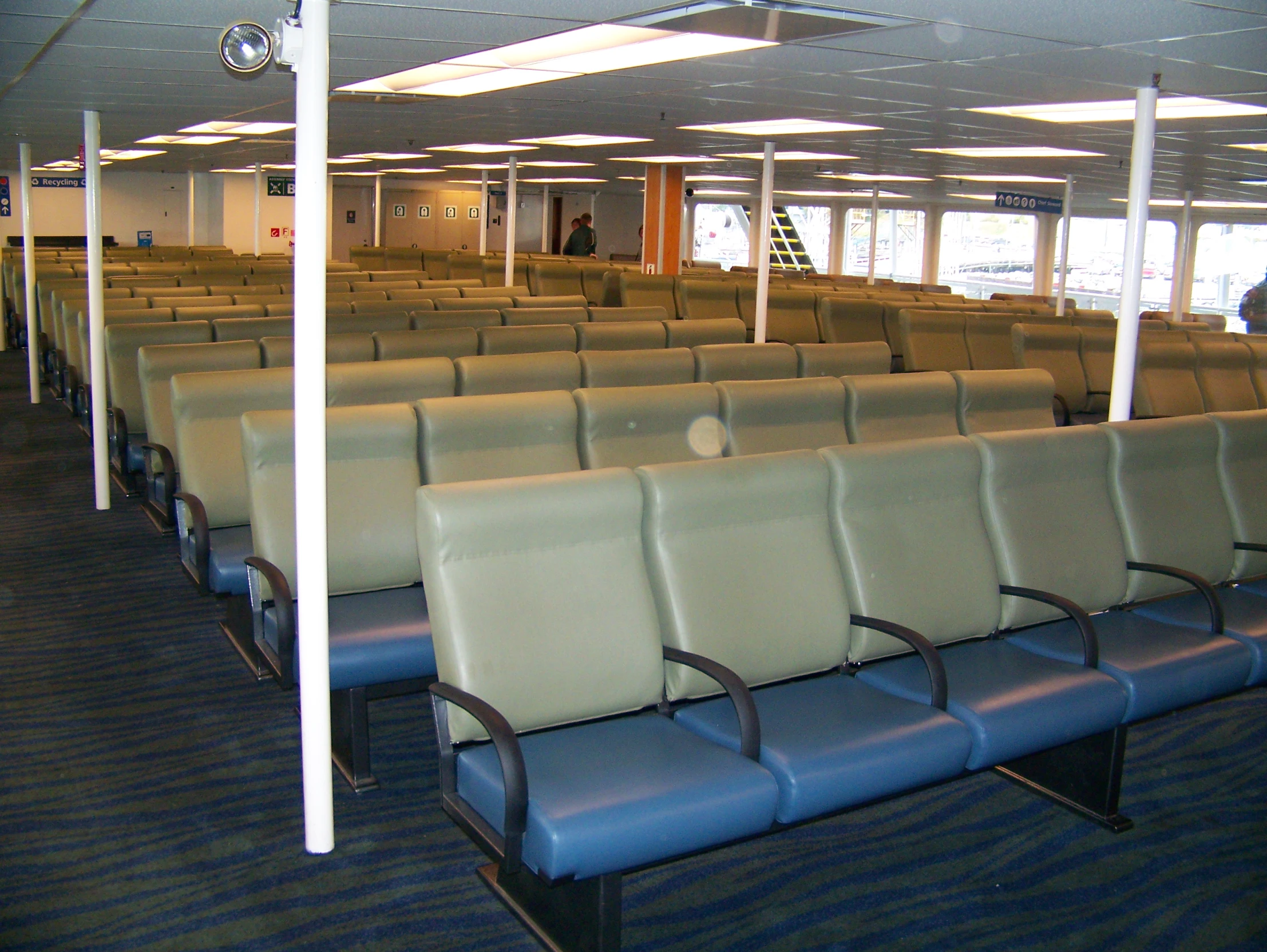 an empty seat area on an ocean liner