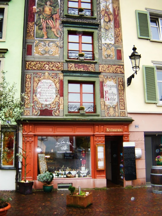 the front of an ornately decorated building