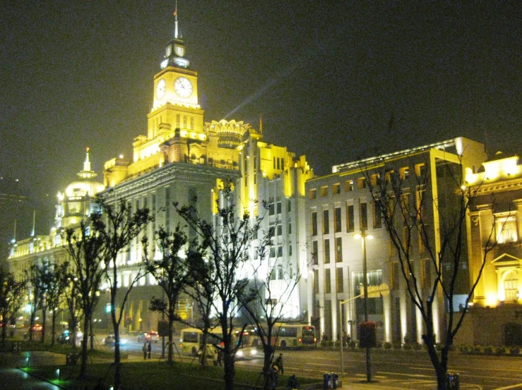 a large building that has a big clock tower