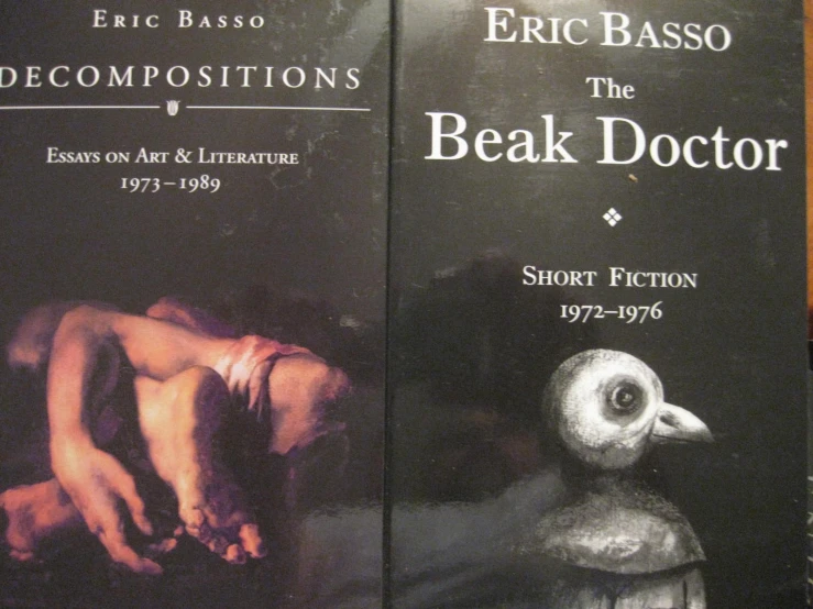 two book covers with a person leaning down in an emce