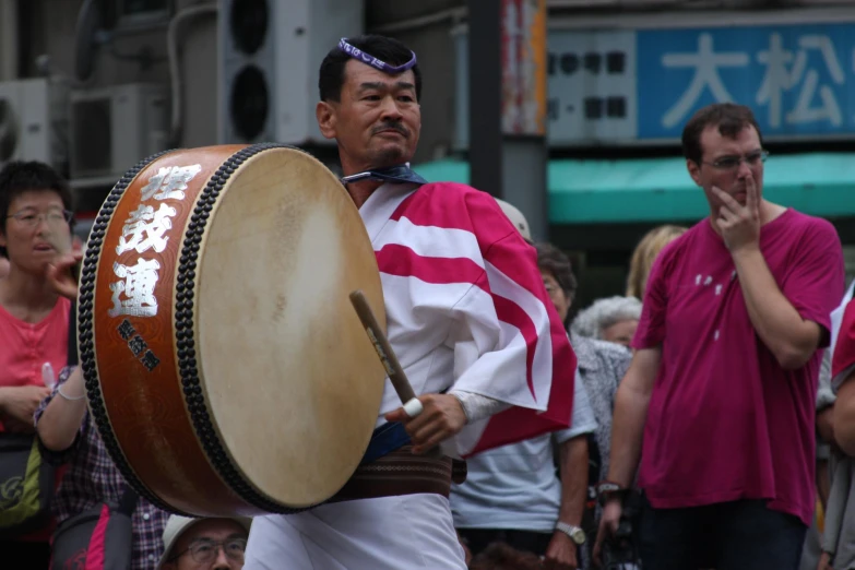 a man in a band plays a musical instrument