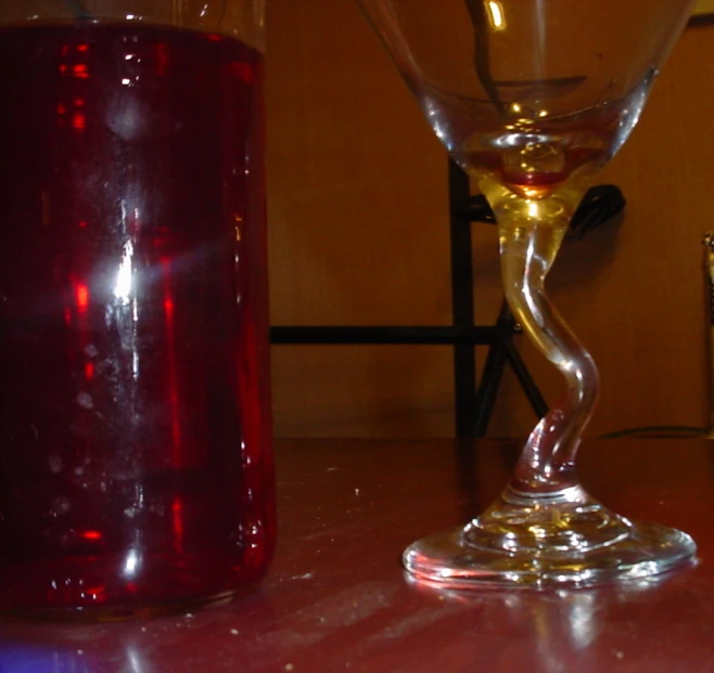 a candle holder sitting next to a wine glass