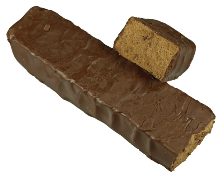 a bar of chocolate and a piece of bread