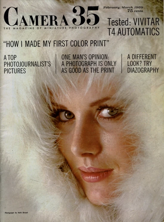 a magazine cover with a woman in a fur coat