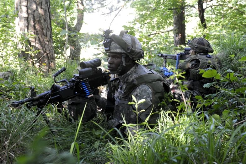 the marines are on the side of the forest looking back