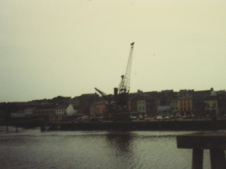 the old crane is docked in the harbor