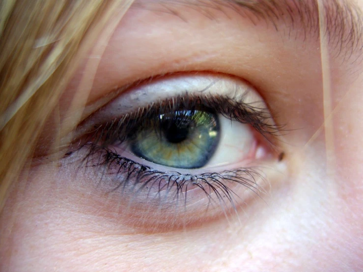 a close up view of a persons eyes