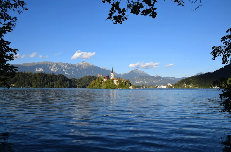 a church in the middle of some lake