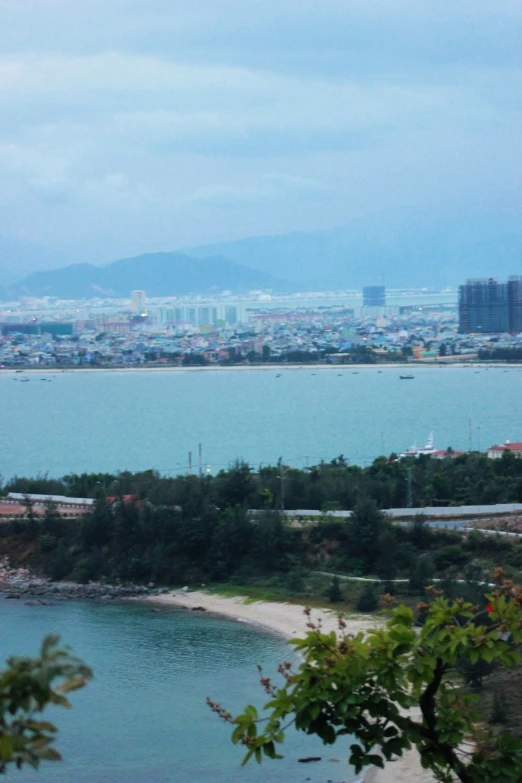 an overcast day at a big body of water