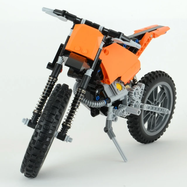 a motorcycle made out of legos on display