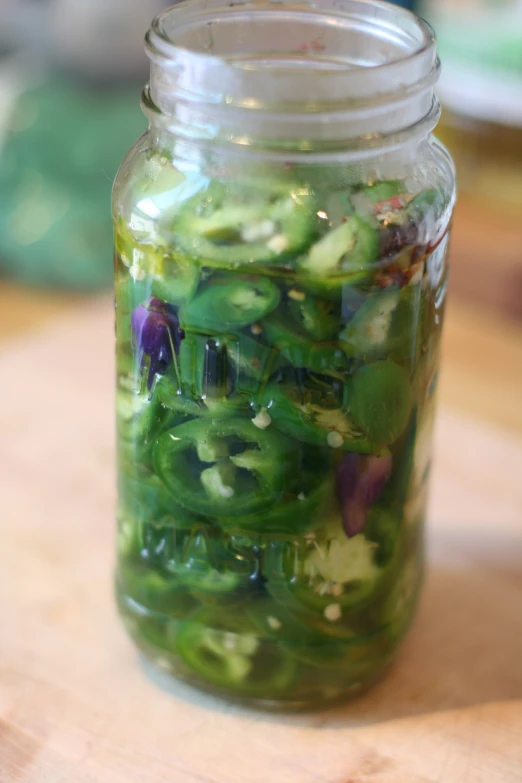 a close up of a jar filled with food