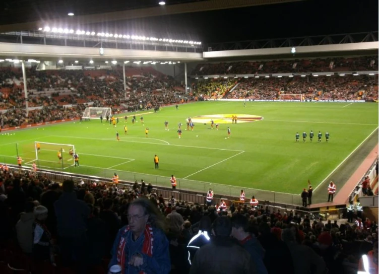 a stadium with several teams playing soccer during a game