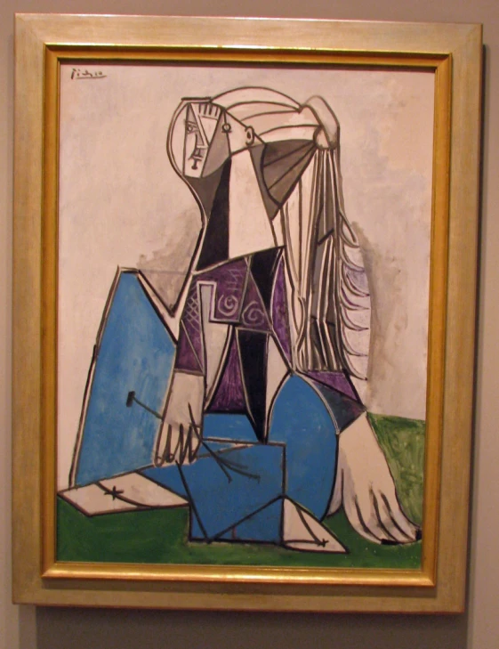 an image of a painting of a person in blue
