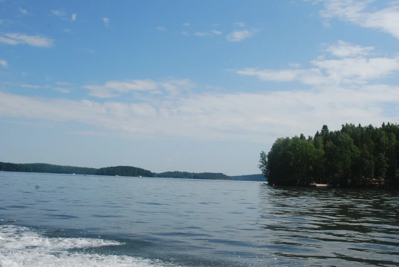 a large body of water that has some trees in the background